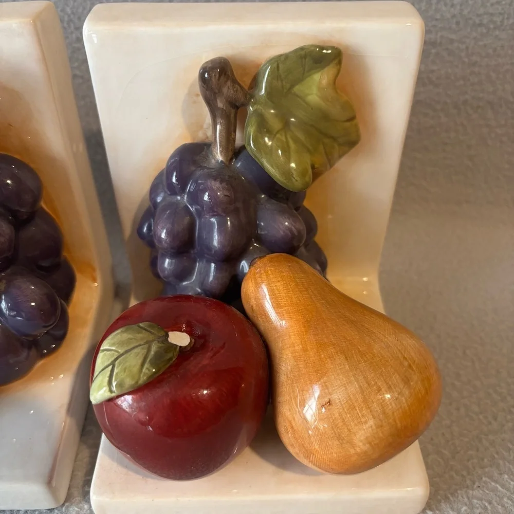 Home Interior Sonoma Villa Ceramic Fruit Bookends Vintage